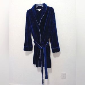 Liz Claiborne Luxury Plush Shawl Collar Robe Navy Blue size XL